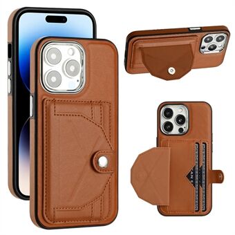 YB Leather Coating Series-4 PU Leather+TPU-deksel for iPhone 14 Pro , kortholder Kickstand telefondeksel
