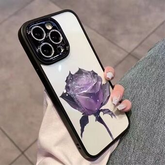 For iPhone 14 Pro Støtsikker Fantasy Crystal Rose-deksel Glitter Ring TPU-telefondeksel med linsefilm