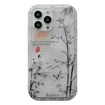 For iPhone 14 Pro Anti-dråpe TPU-deksel Bambus Forest Ink Painting Gjennomsiktig telefonveske
