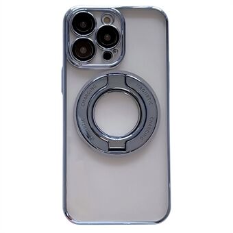 For iPhone 14 Pro Full Lens Protection Elektropletteringsdeksel Kickstand PC-telefonveske Kompatibel med MagSafe