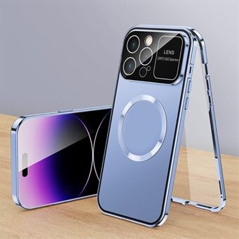 PC + aluminiumslegeringslås telefondeksel for iPhone 14 Pro med herdet glassfilm kompatibel med MagSafe
