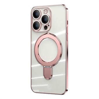 For iPhone 14 Pro Magnetic Ring Kickstand Cover TPU+Akryl Transparent telefonveske med kameralinsefilm