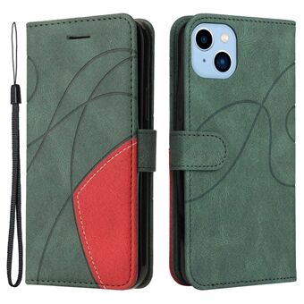 KT Leather Series-1 for iPhone 14 Plus 6,7 tommers lommebokstativ PU-lærveske Tofarget Stand lås telefondeksel