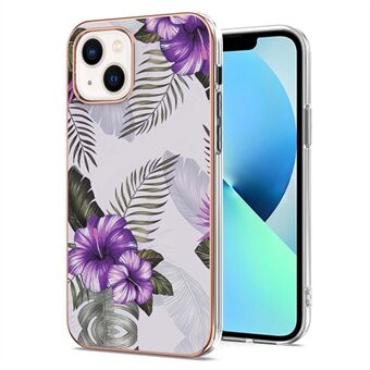 For iPhone 14 Plus 6,7 tommer YB IMD Series-1 Edge Soft Touch TPU-deksel IMD Marmor Blomstermønster Anti-fall beskyttende skall