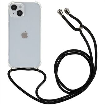 For iPhone 14 Plus Anti Scratch Myk TPU telefonveske Forsterket hjørnedeksel med snor