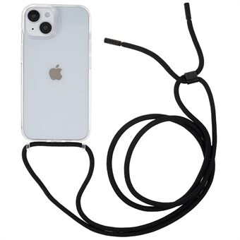 For iPhone 14 Plus TPU+akryl, gjennomsiktig telefondeksel Scratch anti-fall deksel med justerbar snor