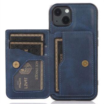 For iPhone 14 Plus -kortspor Stativ PU-skinn + TPU-telefonveske Støtsikkert anti- Scratch med magnetisk bilmontert metallplate
