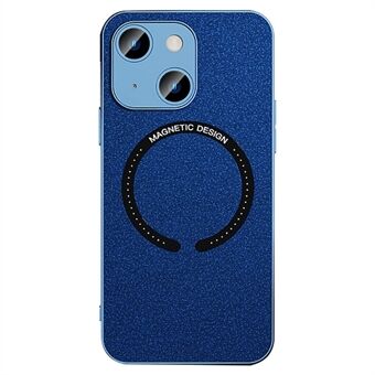 For iPhone 14 Plus Kompatibel med MagSafe Magnetic Charging Telefonveske PU Lær Tekstur Elektrobelagt telefondeksel