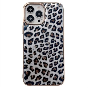 For iPhone 14 Plus galvanisering Leopardmønster Anti-dråpe telefonveske PU skinnbelagt TPU deksel