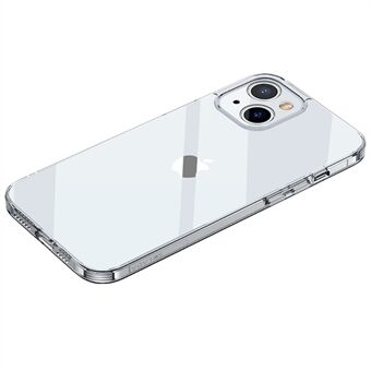 SULADA Crystal Series for iPhone 14 Plus Transparent PC+TPU Bakdeksel Metallknappdesign Mobiltelefonveske