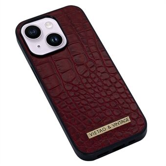 VIETAO For iPhone 14 Plus telefondeksel Business Style Crocodile Texture PU-skinn+PC+TPU Støtsikkert telefondeksel