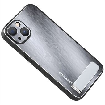 For iPhone 14 Plus Kickstand telefonveske TPU-ramme børstet aluminiumslegering Anti Scratch bakdeksel