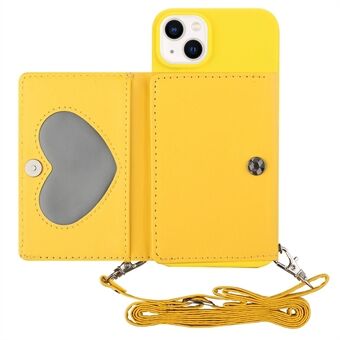 PU-lommebok-kickstand-veske for iPhone 14 Plus, fallsikkert TPU-telefondeksel med skulderstropp