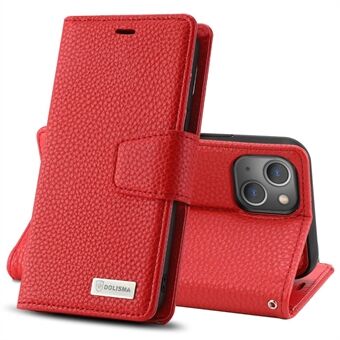 Stand For iPhone 14 Plus Litchi Texture PU Leather Protective Cover Magnetisk avtakbar telefonstativ lommebokveske