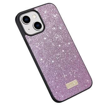 SULADA For iPhone 14 Plus Drop-sikker mobiltelefonveske PU-skinnbelagt PC + TPU Glitter Paljetter Scratch beskyttende bakdeksel