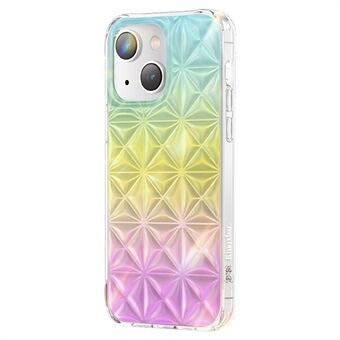 KINGXBAR Miya Series for iPhone 14 Plus IMD 3D Rhombus Pattern Shock Absorption Cover TPU + PET Dual Layer Protective Phone Case