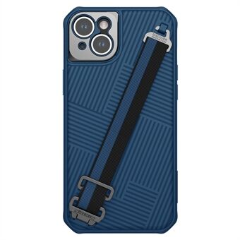 NILLKIN TPU + PC Hybrid-deksel for iPhone 14 Plus, Stripe Design Anti- Scratch beskyttende telefondeksel med avtakbar håndstropp