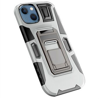 For iPhone 14 Plus fallsikkert mobiltelefondeksel Kickstand TPU + PC-beskyttende telefondeksel Innebygd magnetisk metallplate
