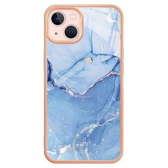 For iPhone 14 Plus YB IMD Series-16 Style E-marmormønster galvanisert telefonveske IMD 2,0 mm TPU hud anti- Scratch