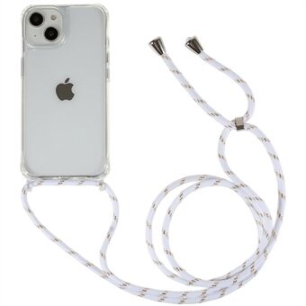 Bakdeksel for iPhone 14 Plus, klar TPU+akryl støtdempende telefondeksel med snor