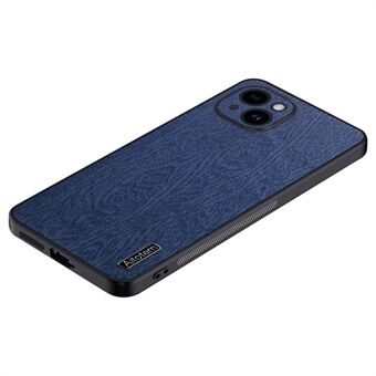 For iPhone 14 Plus Wood Grain telefondeksel PU-skinn+PC+TPU-deksel med helt innpakket kamerabeskyttelse