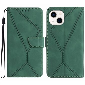 HT05 Full Protection Cover for iPhone 14 Plus Skin-touch PU Leather Lommebok Telefon Flip Case med stropp