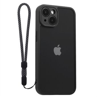VILI M-serien for iPhone 14 Plus gjennomsiktig telefondeksel PC+TPU-telefonveske med håndleddsstropp - svart
