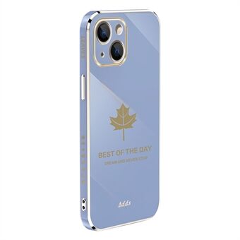 For iPhone 14 Plus Straight Edge TPU Anti-drop deksel Maple Leaf 6D galvanisering telefonveske