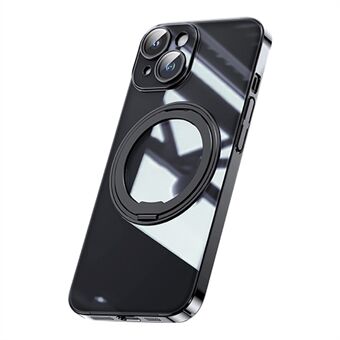 For iPhone 14 Plus TPU+Akryl+Sinklegering Telefonveske Kickstand Transparent deksel kompatibel med MagSafe