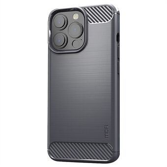 MOFI for iPhone 14 Pro Max 6,7 tommer Slim Fit Carbon Fiber Texture Myk TPU-bakdeksel Børstet overflate Anti-olje telefondeksel
