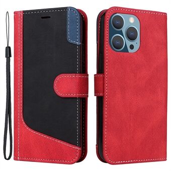 Trefarget Stand lommebokdeksel for iPhone 14 Pro Max 6,7 tommer, PU-skinn + TPU-telefonskall med stropp