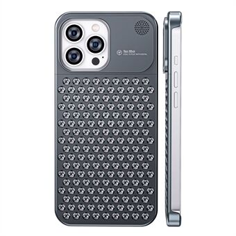 For iPhone 14 Pro Max Drop-sikker kantløs telefonveske i aluminiumslegering varmeavledning bakdeksel