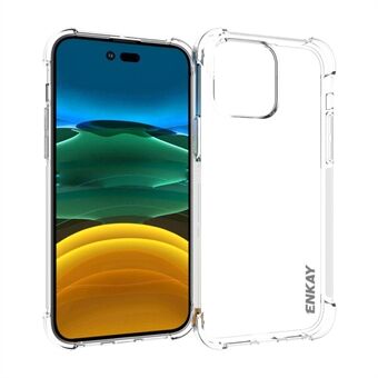 ENKAY HAT Prince For iPhone 14 Pro Max 6,7 tommer Ultra Slim Anti-fall Krystallklart telefondeksel med støtdempende hjørner Beskyttende anti-slitasje TPU bakdeksel