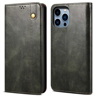 For iPhone 14 Pro Max 6,7 tommer PU Leather Waxy Crazy Horse Texture Veske Stand Lommebok Folio Flip Telefondeksel