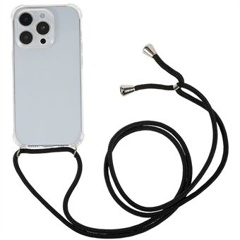 For iPhone 14 Pro Max 6,7 tommer fallsikkert forbedret hjørnetelefonveske Klart TPU-bakdeksel med snor