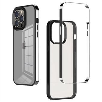 For iPhone 14 Pro Max 6,7 tommer 3-i-1 galvaniseringsbeskyttelsesveske Myk TPU-ramme Gjennomsiktig PC-bakdeksel