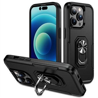 Defender Series for iPhone 14 Pro Max 6,7 tommers Ring Kickstand Telefonveske PC + TPU Godt beskyttet hybriddeksel
