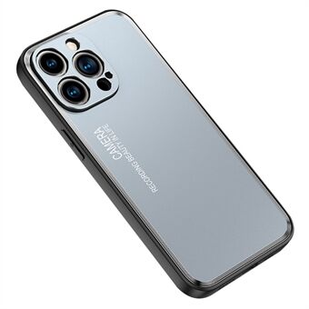 For iPhone 14 Pro Max 6,7 tommer Tøff rustning Slipende sprengning Aluminiumslegering Matt veske Myk TPU-ramme Kameralinsebeskyttelse Bakdeksel