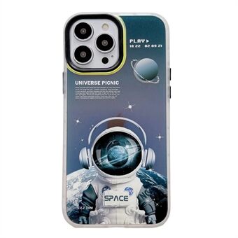 For iPhone 14 Pro Max 6,7 tommer Laser Effect Spaceman Pattern Telefonveske Avtakbar linseramme Hard PC-bakdeksel