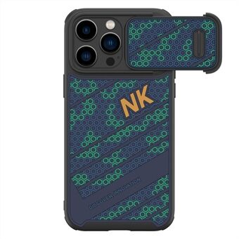 NILLKIN For iPhone 14 Pro Max Honeycomb Texture PC + TPU-deksel Skyvekamerabeskyttelse Fallsikkert telefondeksel