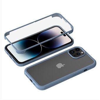 For iPhone 14 Pro Max Dobbeltsidig beskyttelse Herdet glass + TPU-telefonbeskyttelsesveske Anti-fall Støtsikkert deksel