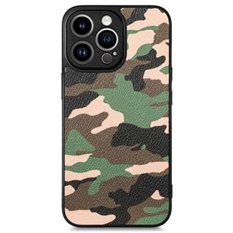 Beskyttelsesveske for iPhone 14 Pro Max Kamuflasjemønster Anti-Drop Telefonveske TPU+PU Lærdeksel Støtte for trådløs lading