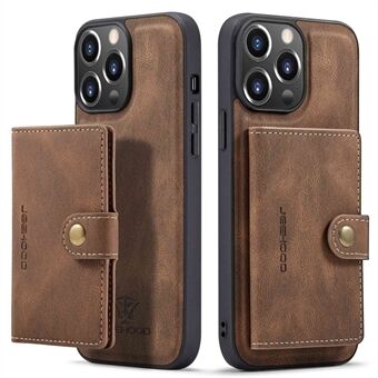 JEEHOOD For iPhone 14 Pro Max Retro Telefonveske Skinnbelagt støtsikkert TPU-deksel med avtakbar lommebokstøtte