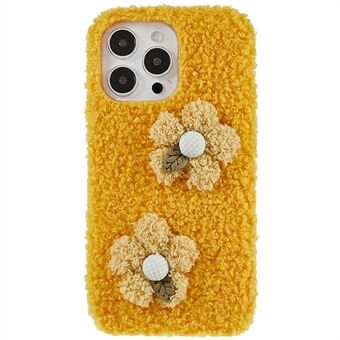 For iPhone 14 Pro Max Flower Decor Cute Fluffy Phone Back Case Fleksibelt TPU-beskyttelsesdeksel