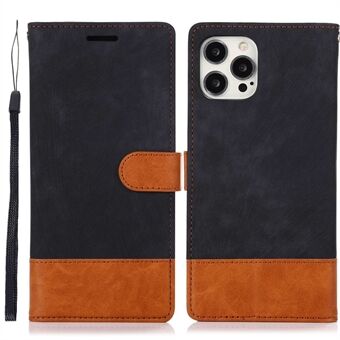 For iPhone 14 Pro Max Color Splicing Lommebok Telefonveske Skin Touch PU Leather Folio Flip Stand Cover