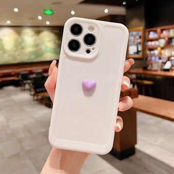 For iPhone 14 Pro Max Myk TPU Anti-Fingeravtrykk Telefonveske 3D Love Heart Støtsikkert kamerabeskyttelsesdeksel
