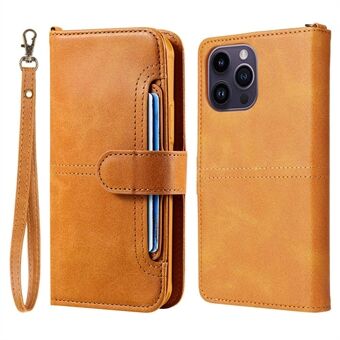 KT Leather Series-4 for iPhone 14 Pro Max 2-i-1 avtagbart TPU-bakdeksel Stand telefonstativ i PU-skinn lommebokveske med stropp