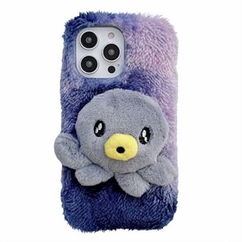 For iPhone 14 Pro Max Plysj Octopus Doll Myk Fluffy telefonveske Anti Scratch TPU-beskyttelsesdeksel