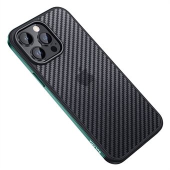 SULADA Luxury Series For iPhone 14 Pro Max Metallramme+TPU-telefon Fallsikkert deksel Karbonfibertekstur Beskyttende bakdeksel