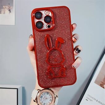 For iPhone 14 Pro Max Cute Rabbit Glitter Sparkly Cover Kameralinsebeskyttelse Støtsikker TPU galvanisering telefonveske